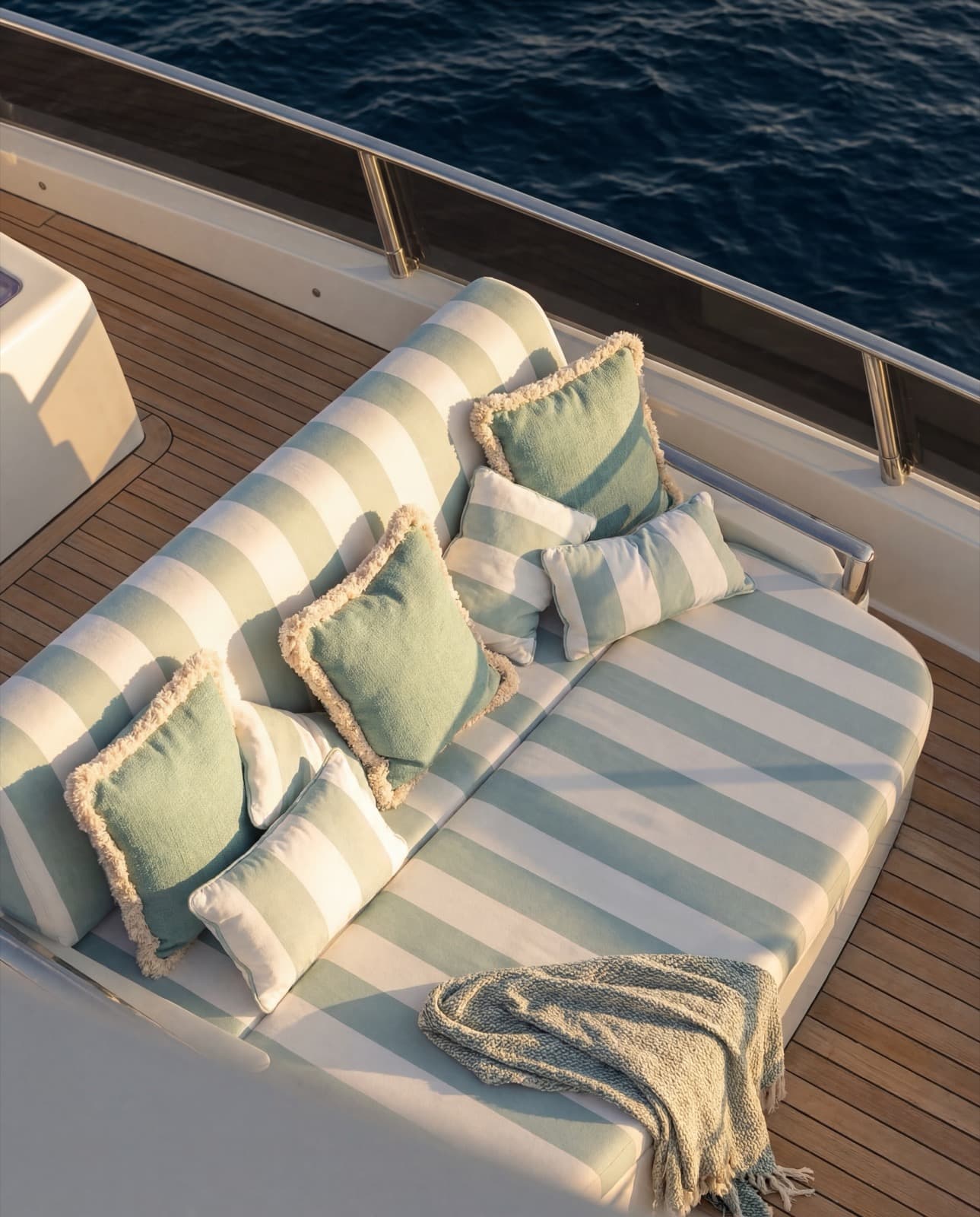 Superyacht deck lounge overlooking the sea